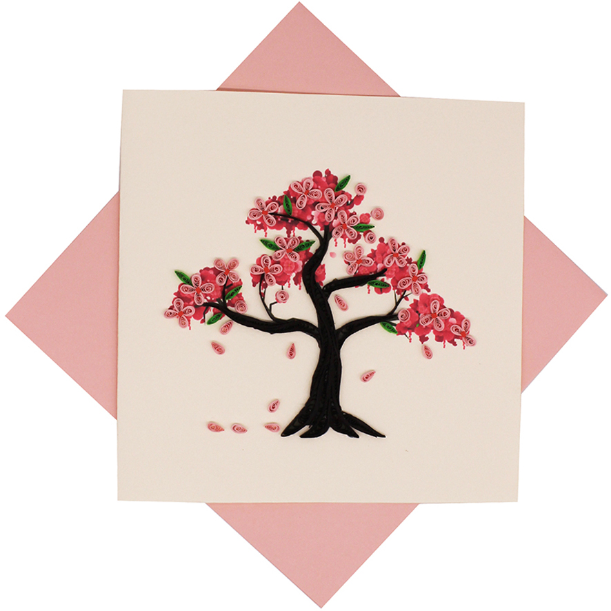Quilled Cherry Blossom Tree Card Quilling Flower Greeting Card